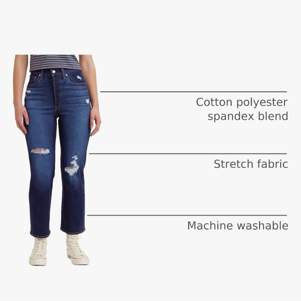 Levi's Ribcage Straight Ankle Distressed Jeans - Picture 4 of 15